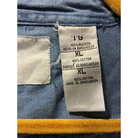 Longaberger Baskets Sunflower Bee Embroidered Denim Shirt XL Vintage 100% Cotton - Picture 6 of 8